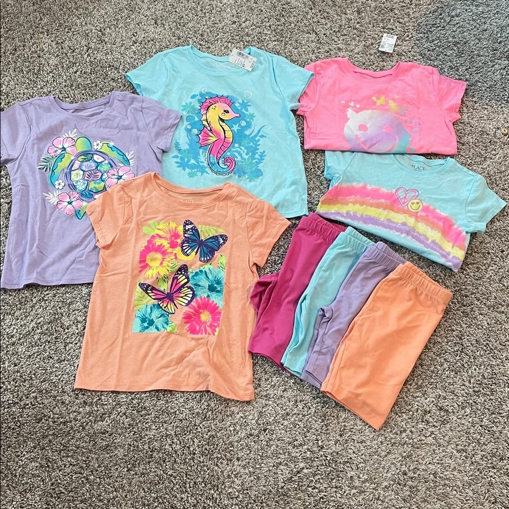 Children’s Place Girls Colorful Short Sleeve & Shorts set NEW - Picture 12 of 12